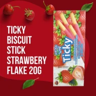 TICKY STRAWBERRY WITH YOGURT FLAKE 20G (144 Units Per Carton)