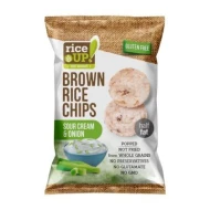 RICE UP- POPPED BROWN RICE CHIPS with SOUR CREAM & ONION 25g (54 Units Per Carton)
