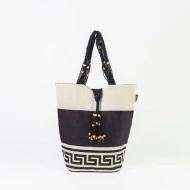 # AB 2 - TOSSA Fashion Jute Bag - Swastk print   Natural (500 gm Per Unit)