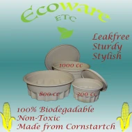 Leakfree & Compostable (Corn Starch) Bowl 800CC (120 Sets Carton)