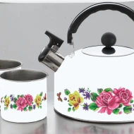 Stainless Steel Whistling Tea Kettle Tea set Tea Pot Stovetop Anti-hot Handle and Loud Whistle 3L with 4pcs stainless steel Mugs