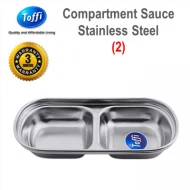 [TOFFI] 2 Compartment Sauce Plate Stainless Steel (K4302)