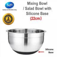 [TOFFI] 22cm Mixing Bowl + Silicone Base  Salad Bowl Stainless Steel (K7422)