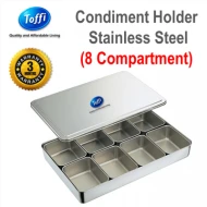 [TOFFI] 8 Compartment Condiment Holder  Box Set + Lid Stainless Steel (K4378)