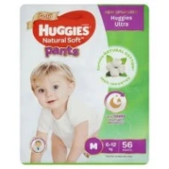 [PRE ORDER ONLY ETA 12-14 Working Days] HUGGIES NATURAL SOFT PANTS SJP M 56S