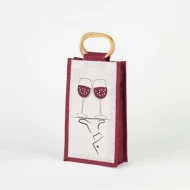 # WB 04 - TOSSA Jute Wine Bottle Bag / double/maroon (10 Units Per Carton)