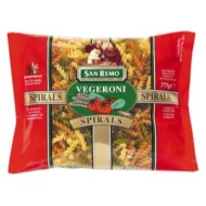 SAN REMO Vegeroni Spirals 375gm Pack (12 Units Per Carton)