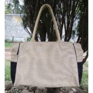 # AA 13 - TOSSA Fashion Jute Bag /Natural Jute &Black (25 Units Per Carton)