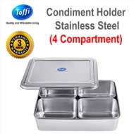 [TOFFI] 4 Compartment Condiment Holder  Box Set + Lid Stainless Steel (K)4374